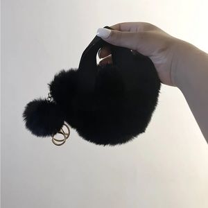 mini black fur purse